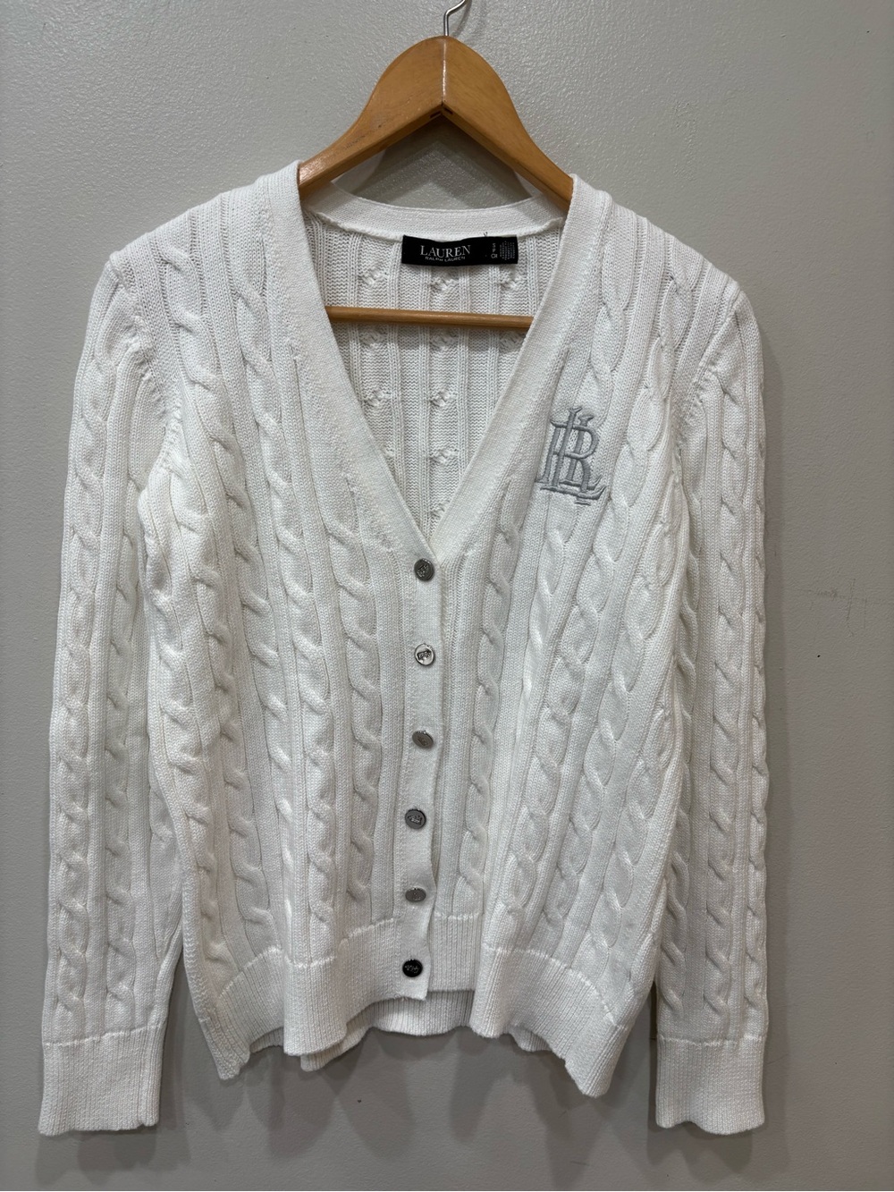 Lauren Ralph Black Label Cable Knit Cardigan Sweater Women’s Size Medium